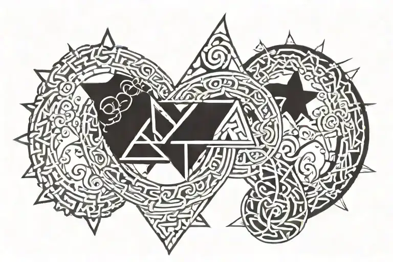 Nordic bind runes, the elements, a spiral, a star tattoo design idea