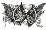 Nordic bind runes, the elements, a spiral, a butterfly, a star tattoo design idea