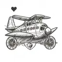plane and heart  tattoo design idea