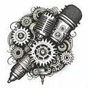  New microphone bild with gears made tattoo design idea
