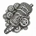  New microphone bild with gears made tattoo design idea