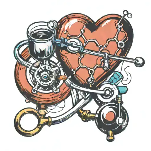 caffeine molecule, stethscope, heart tattoo design idea