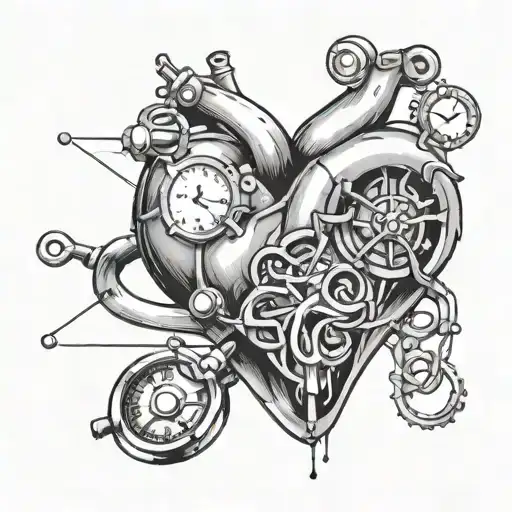 caffeine molecule, stethscope, heart tattoo design idea