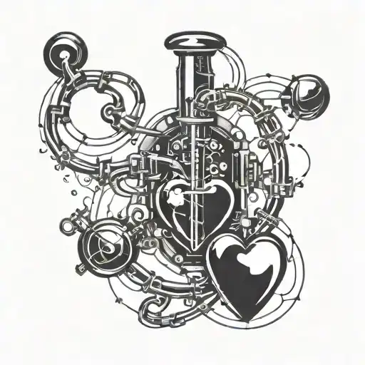 caffeine molecule, stethscope, heart tattoo design idea