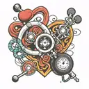 caffeine molecule, stethscope, heart tattoo design idea