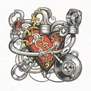 caffeine molecule, stethscope, heart tattoo design idea