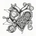 caffeine molecule, stethscope, heart tattoo design idea