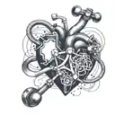 caffeine molecule, stethscope, heart tattoo design idea