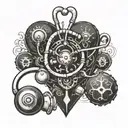 stethoscope caffeine molecule and heart tattoo design idea