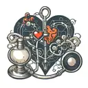 stethoscope caffeine molecule and heart tattoo design idea