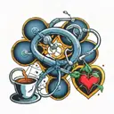 stethoscope caffeine molecule and heart tattoo design idea