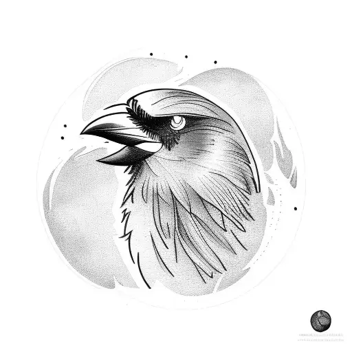 Crow and moon tattoo design idea