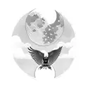 Crow and moon tattoo design idea