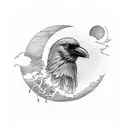 Crow and moon tattoo design idea