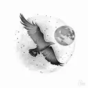 Crow and moon tattoo design idea