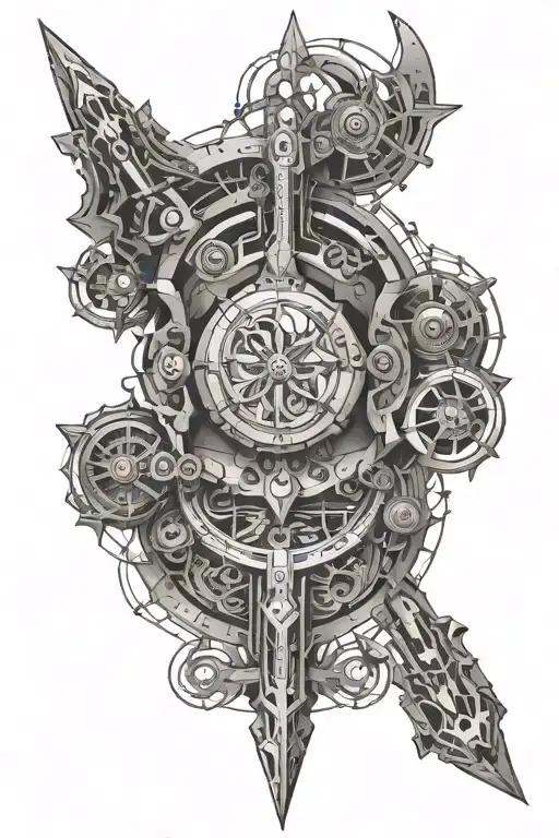 Weapon, Passage of time, Alchemy, transformation tattoo design idea