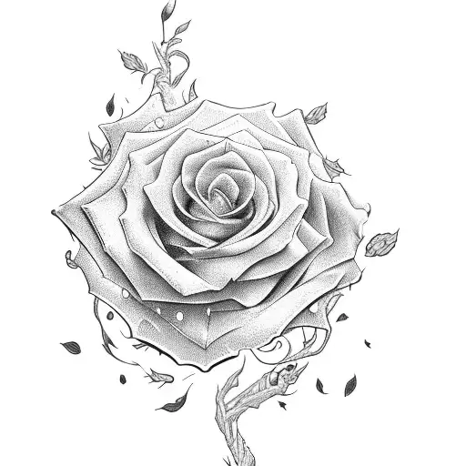 Beauty and the beast rose x blink 182 tattoo design idea