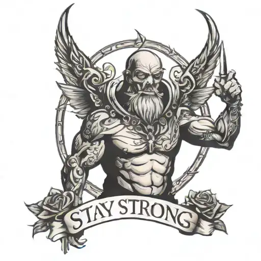 Stay strong man tattoo design idea