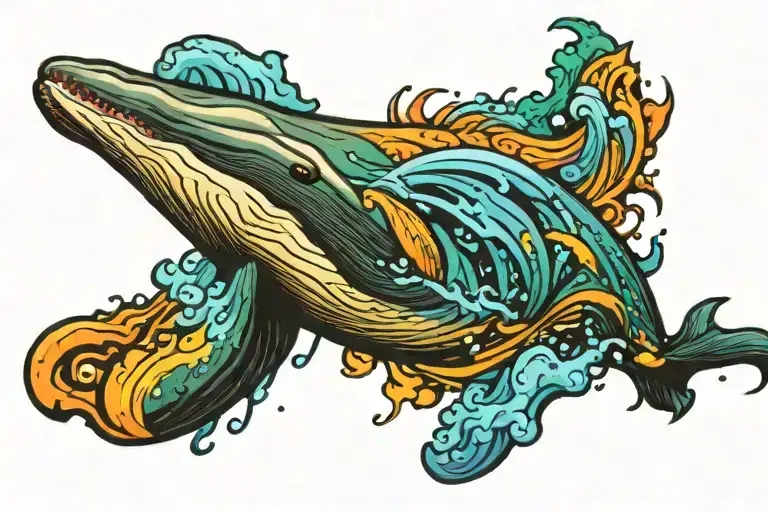 humpback whale coming out of the water tattoo design idea