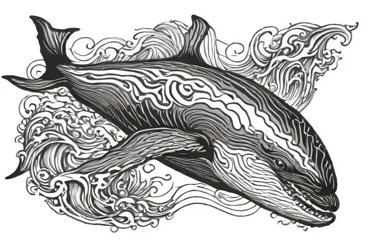 humpback whale coming out of the water tattoo design idea
