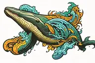 humpback whale coming out of the water tattoo design idea