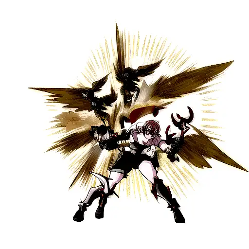 An epic battle scene between angels and demons with dota weapons tattoo design idea