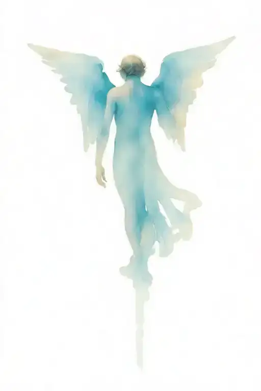 the wounded angel walks with his back turned tattoo design idea