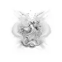 An abstract representation of agape love depicted through flowing brushstrokes tattoo design idea