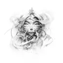 An abstract representation of agape love depicted through flowing brushstrokes tattoo design idea