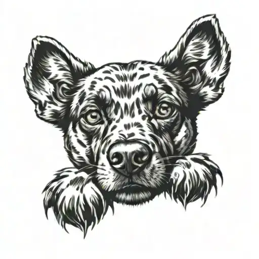 dog paw print with dogs eyes and nose in it  tattoo design idea