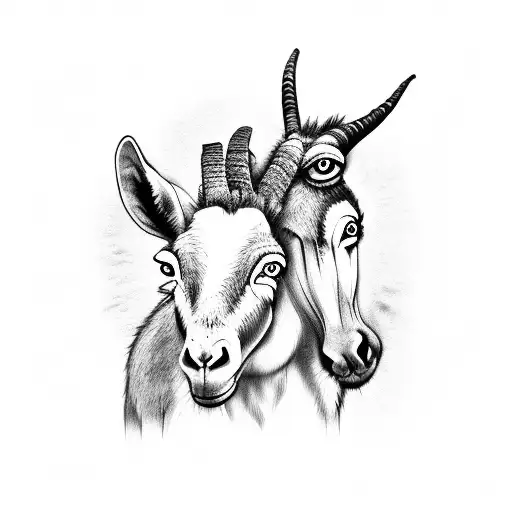 donkey, frog, and goat tattoo design idea