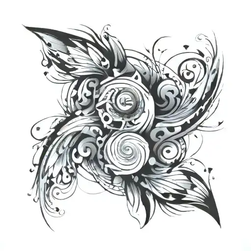 Creative mythical grey and black tattoo design idea