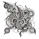 Creative mythical grey and black tattoo design idea