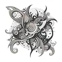 Creative mythical grey and black tattoo design idea
