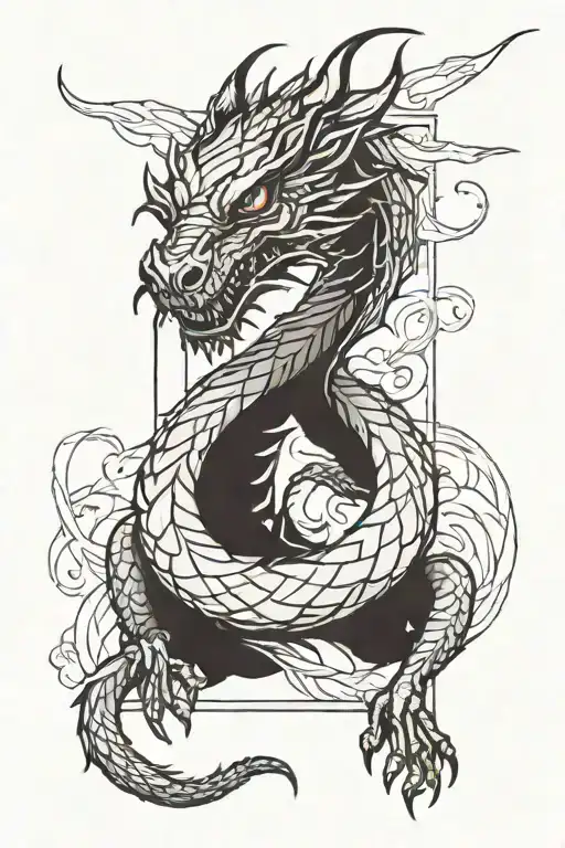 shadow of a dragon straight line tattoo tattoo design idea