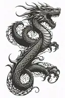 shadow of a dragon wrapping around arm tattoo design idea