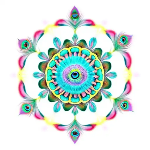 peacock feathers mandala tattoo design idea