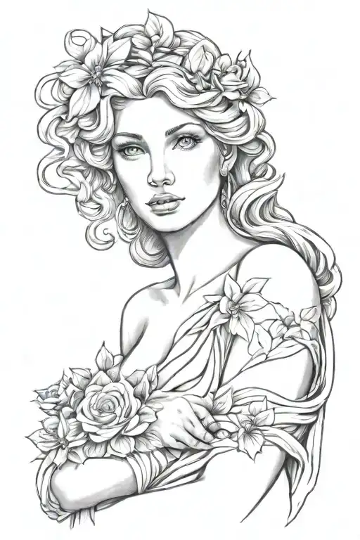 full body Aphrodite realistic beautiful girl shoulder tattoo tattoo design idea