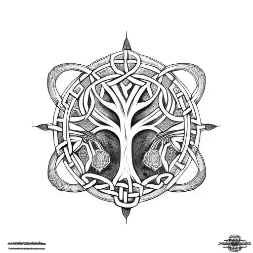 tree of life map Celtic sleeve tattoo design idea