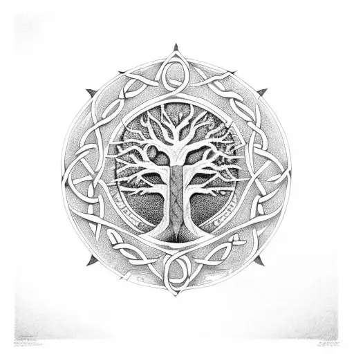 tree of life map Celtic tattoo design idea