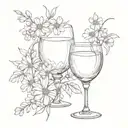 empty wine glass and daisy flower bouquet tattoo design idea