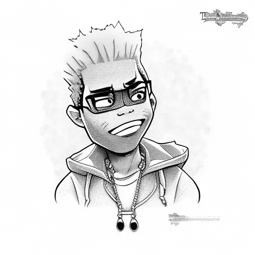  the boondocks character with money tattoo design idea