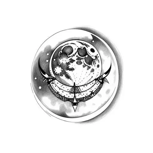 the moon whit two arrow tattoo design idea