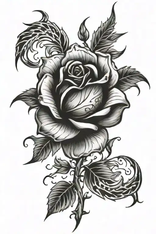 wilted rose tribal design tattoo design idea