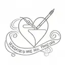 broken heart with this text cigarettes are like people, we love them, but they kill us tattoo design idea