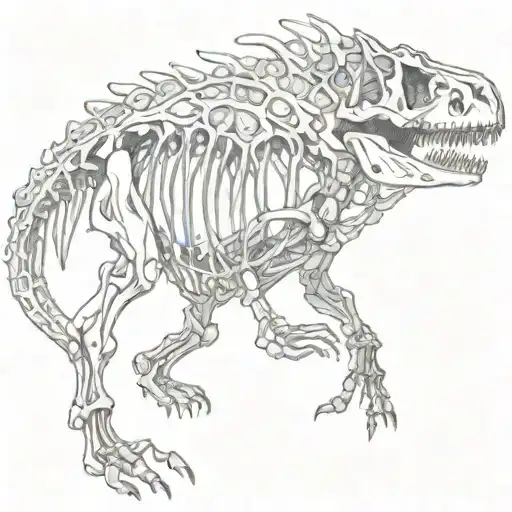 fossil dinosaur skeleton tattoo design idea