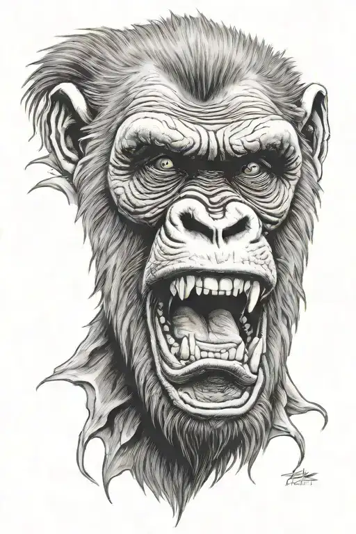 angry gorilla face tattoo design idea