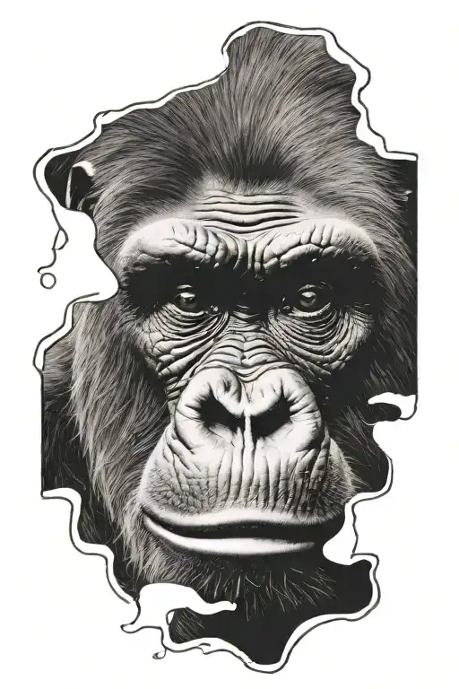 Silverback gorilla face tattoo design idea