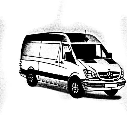 Mercedes Benz sprinter van wearing a crown like a hat  tattoo design idea
