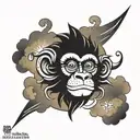 Monkey face sun clouds  sacred elements  tattoo design idea
